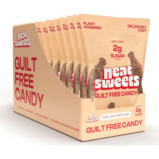 Case of 12 packs of Neat Sweets guilt free low sugar sweets. Fizzy Cola bottle flavour