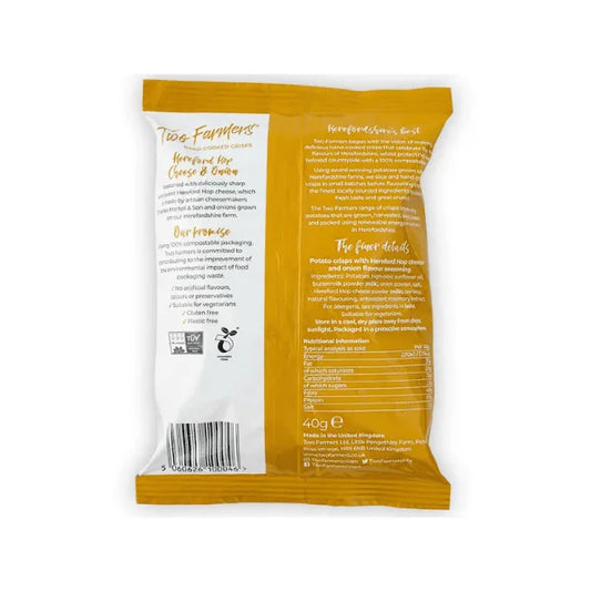 Back view of a potato chip packaging with text and branding on a white background