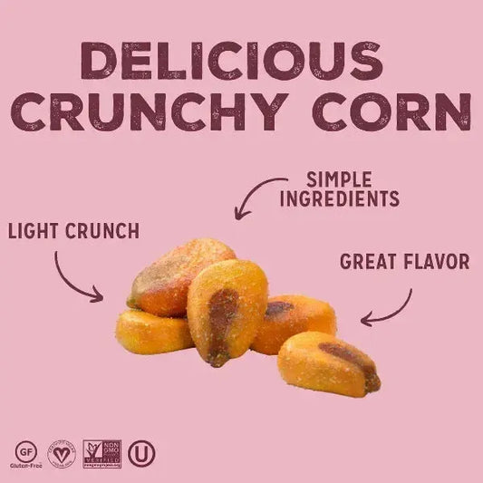 Image showing Love Corn Snacks BBQ Flavour corn describing using text delicious crunchy corn, simple ingredients and great flavour