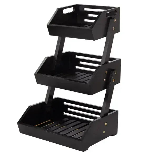Work Snack Rack 3-Tier Snack Display Rack | Bamboo Office Snacks Stand Black – Totally ...