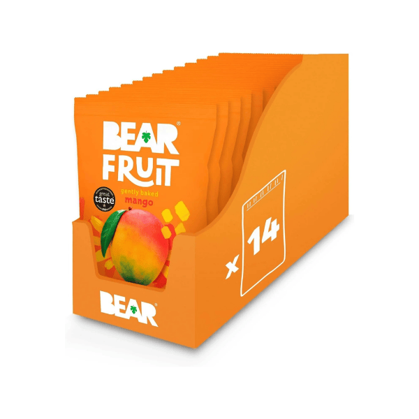 Bear Fruit Mango Outer Box containing 14 packs on white background