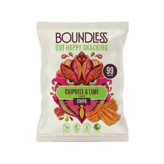 Bag of Boundless Chipotle & Lime flavoured chips on a white background