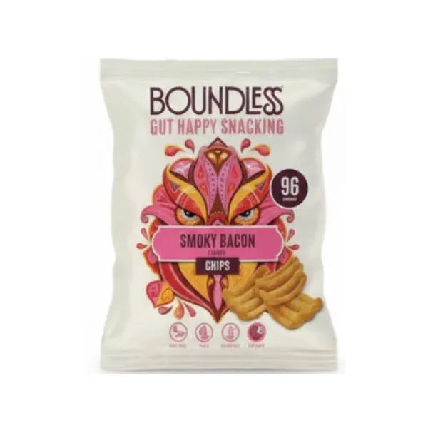 Boundless smoky bacon chips packaging on a white background