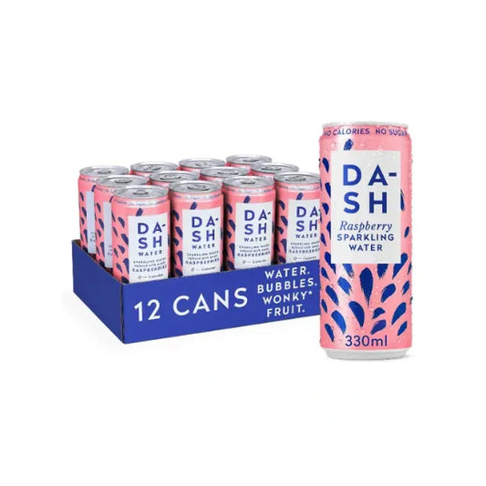 Case of DASH Water Raspberry Sparkling Water cans 