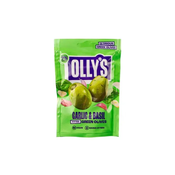 Olly's Olives - Basil & Garlic Green Olives 50g