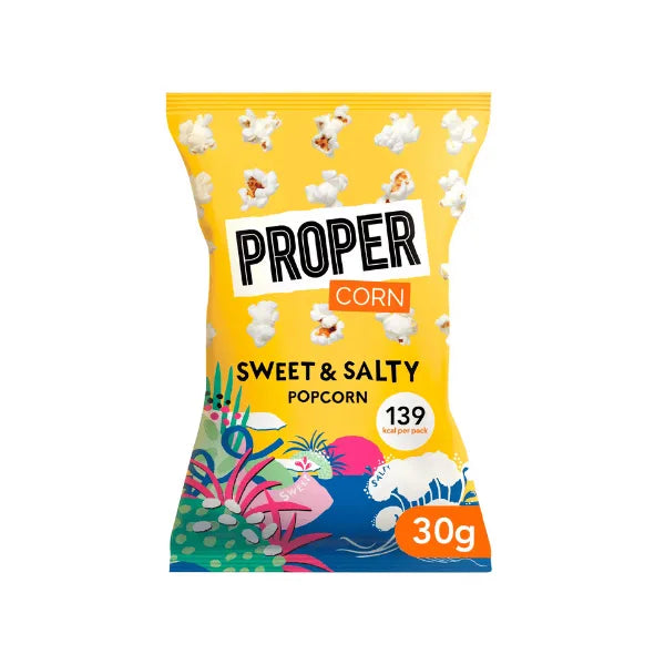 Proper Corn Sweet & Salty Popcorn Packet on a white background