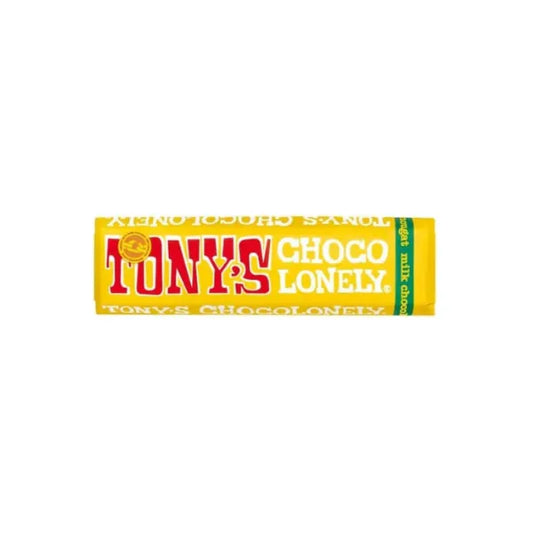 Tony's Chocolonely Almond Honey Nougat chocolate bar packaging on a white background