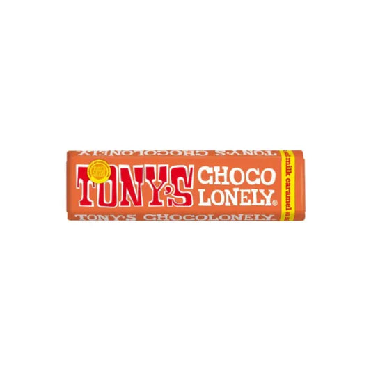 Tony's Chocolonely Sea Salt chocolate bar packaging on a white background