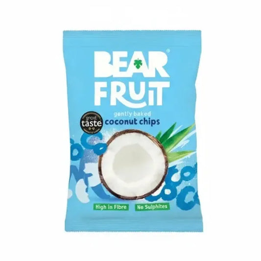 Pack of Bear Fruit coconut chips on a white background