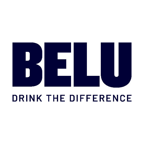 BELU logo with tagline 'Drink The Difference' on a white background
