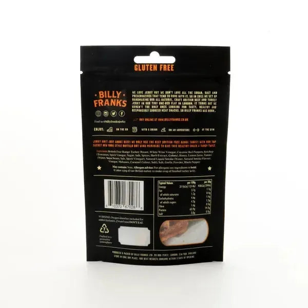 Billy Franks British Turkey Jerky Buffalo Hot Wing 30g