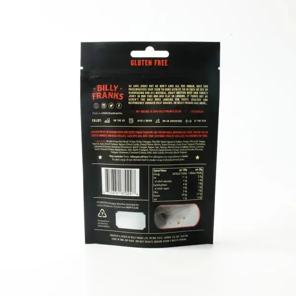 Billy Franks British Beef Jerky Hot n Spicy 30g