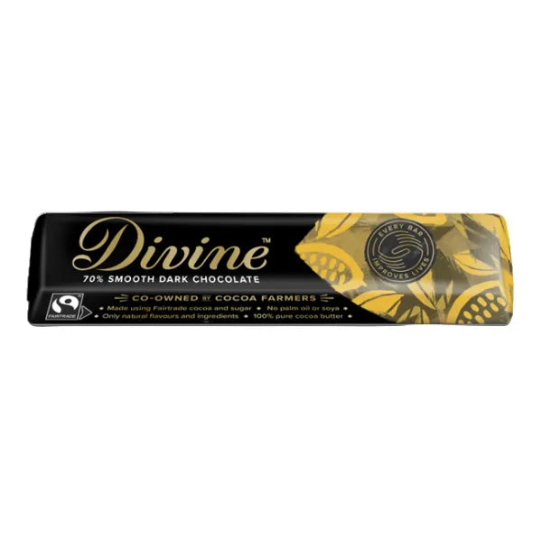 Divine Fairtrade Chocolate 35g bar  Packaging on White Background