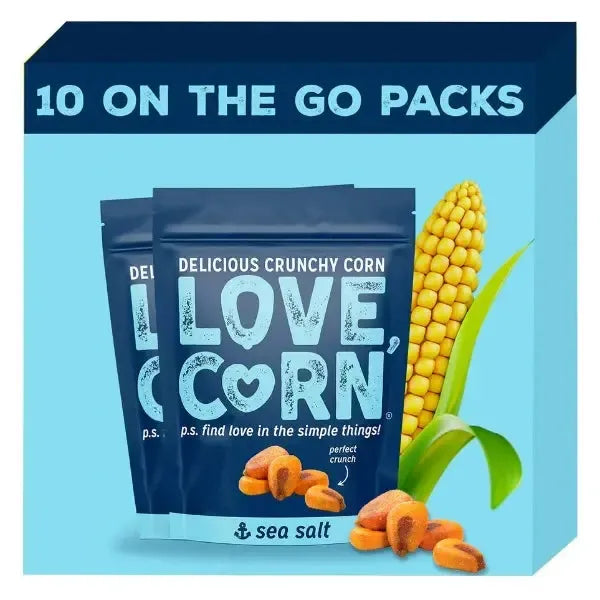 Love Corn Sea Salt 45g packing shown in a 10 pack case.