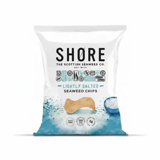 Shore seaweed chips packaging on a white background