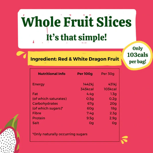 Soul Fruit Dragon Fruit Chewy Slices Nutritional information label