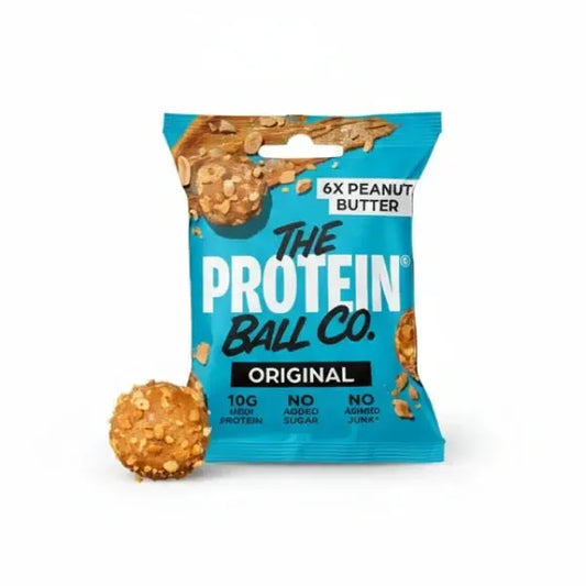 The Protein Ball Co. packaging with a protein ball on a white background