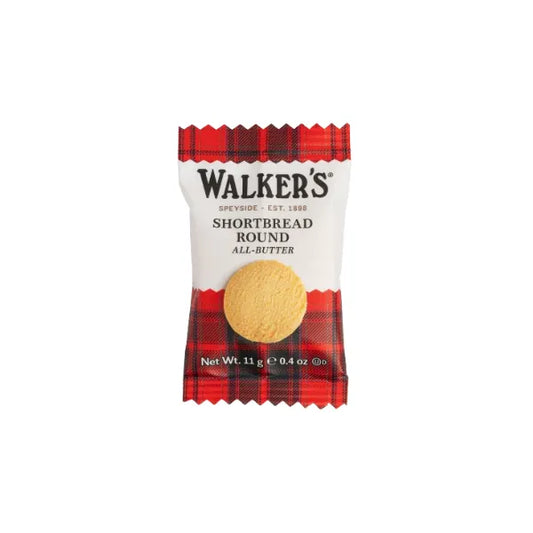 Walker's Shortbread Rounds packaging with red plaid border on a white background